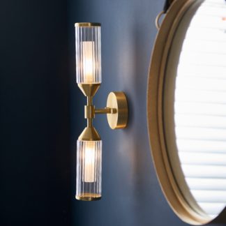 An Image of Vogue Bailey Ribbed 2 Light Wall Light Gold