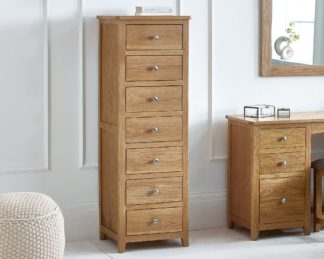 An Image of Mallory - 7 Drawer Narrow Chest - Oak - Wood