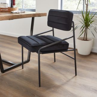 An Image of Bude Dining Chair, Velvet Black