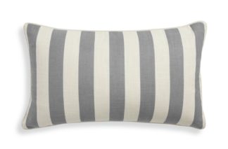 An Image of Habitat Striped Cushion - Charcoal - 30x50cm