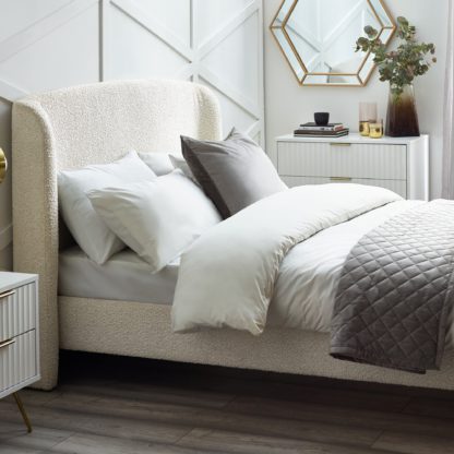 An Image of Eden Ivory Boucle Bed Ivory