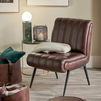 An Image of Tatiana Mahogany Leather Armchair Mahogany (Brown)