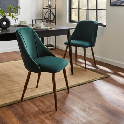 56cac8025182c4fbdfdc8f5fca92f05b728596911c55d7616866531ff1dd1827.jpg An Image of Set of 2 Luna Dining Chairs, Velvet Velvet Bottle Green
