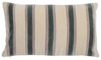 An Image of Bloomingville Striped Cushion - White & Green - 35X60cm