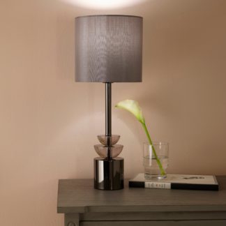 An Image of Arran Smoke Glass and Pewter Small Table Lamp Silver
