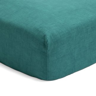 An Image of Habitat Texture Printed Teal Fitted Sheet - King size