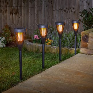 An Image of The Solar Company Flame Effect Stake Lights - 10pk