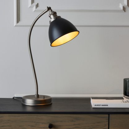 An Image of Vogue Elijah Industrial Steel Adjustable Table Lamp Brass