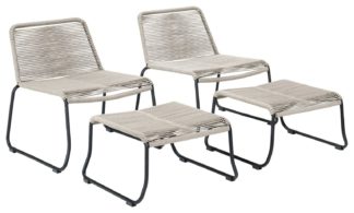 An Image of Pacific Pang Pair of Metal Garden Chair with Stools - Grey