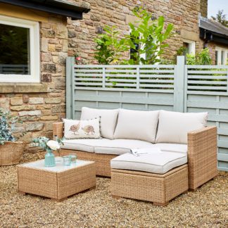 An Image of Rattan Sofa Lounger Set Natural