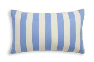 An Image of Habitat Striped Cushion - Blue - 30x50cm