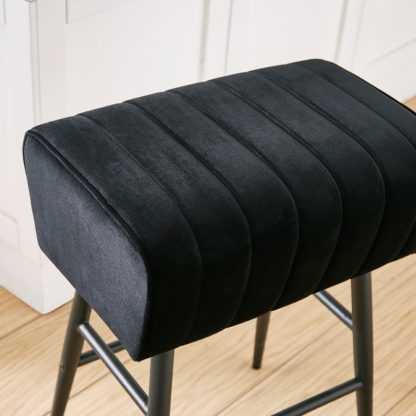 An Image of Bude Bar Stool, Velvet Black