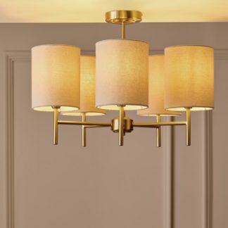 An Image of Argos Home Candelabra Steel Flush To Ceiling Light - Brass