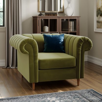 An Image of Chesterfield Velvet Chair Navy