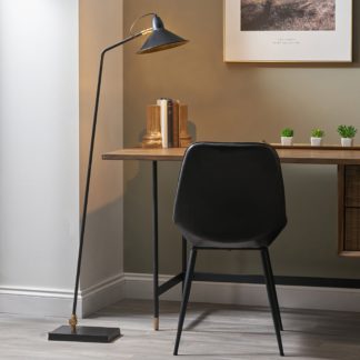 An Image of Canton Matt Black and Brass Metal Cone Floor Lamp Black