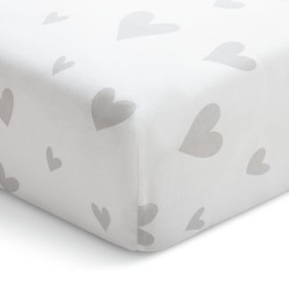An Image of Habitat Hearts White Fitted Sheet - Single