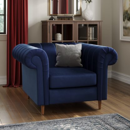 An Image of Chesterfield Velvet Chair Navy