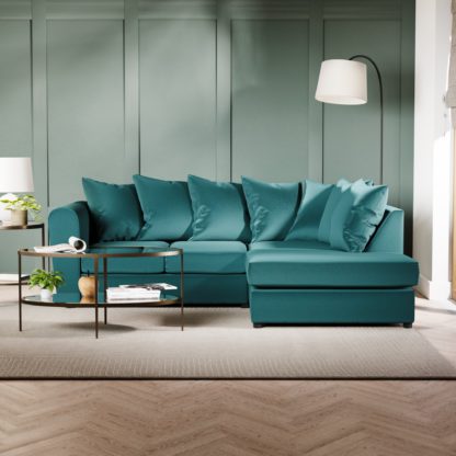 An Image of Return - Blake Curved Arm Opulent Velvet Right Hand Corner Chaise Sofa, Teal Opulent Velvet Teal