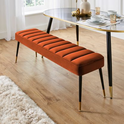 An Image of Sylvia Dining Bench, Velvet Black