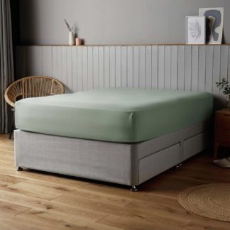 An Image of Silentnight Supersoft 28cm Sage Green Fitted Sheet - Single