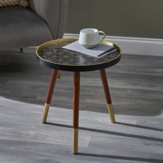 An Image of Peretti Floral Design Side Table Black and Gold