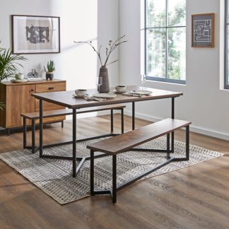 An Image of Brayden 6 Seater Rectangular Dining Table with 2 Benches Black