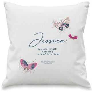 An Image of Personalised Message Butterfly Cushion