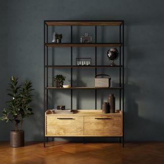 An Image of Bryant Tall and Wide Shelving Unit Wood (Brown)