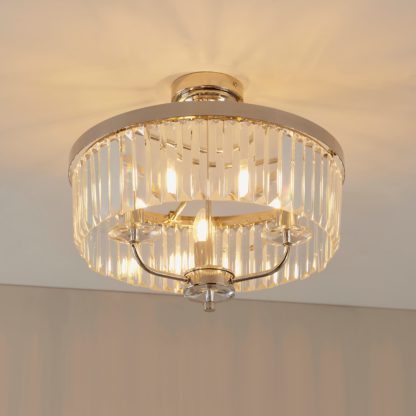 An Image of Vogue Balmoral 3 Light Semi Flush Chandelier Brass