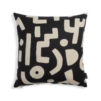 An Image of Habitat Mono Abstract Printed Cushion - 43x43cm