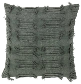 An Image of Bloomingville Fringed Cushion - Green - 45x45cm