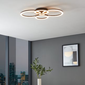 An Image of EGLO Parrapos-Z Large Flush Ceiling Light Black