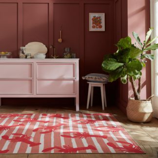 An Image of Riveria Lobster Recycled Indoor Outdoor Rug Pink