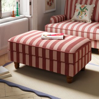 An Image of Beatrice Two Tone Woven Stripe Large Storage Footstool Woven Stripe Cranberry