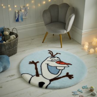 An Image of Dunelm Disney Frozen Olaf Supersoft Kids Rug, 80cm x 80cm x 2.2cm White