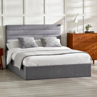 An Image of Merida - Double - Ottoman Storage Bed - Grey - Fabric - 4ft6