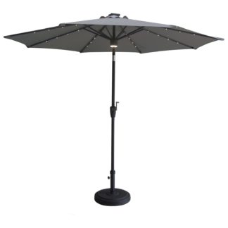 An Image of 2.7m Garden Parasol with Bluetooth Speaker & Solar Lights - Dark Grey
