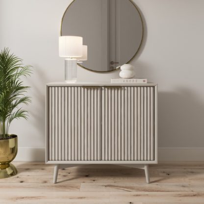 An Image of Neena Small Sideboard, Warm Grey Wash Acacia Wood Grey