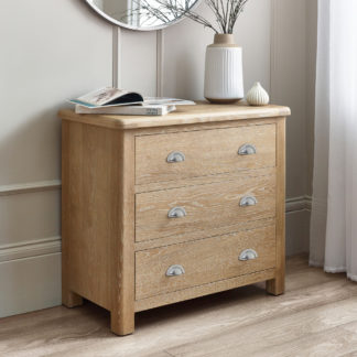 An Image of Memphis - 3 Drawer Chest of Drawers - Limed Oak - Wooden - Happy Beds
