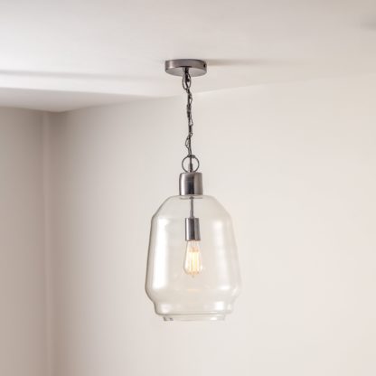 An Image of Fia Glass Chain Drop Pendant Light Antique Brass