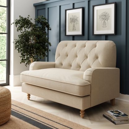 bc505ebf355b1d8284c92fd89ecb5361b8102fdf61c31eb197e9f49fd4e83a26.jpg An Image of Beatrice Buttoned Luna Snuggle Chair Luna Natural