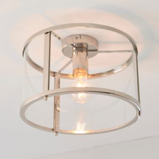 An Image of Vogue Beckett Industrial Flush Ceiling Light Nickel