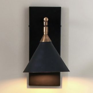 An Image of Zeta Matt Black and Antique Brass Wall Light Matt Black