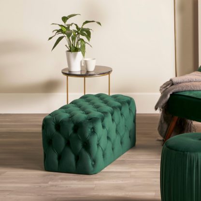 An Image of Seraphina Velvet Buttoned Ottoman Dove (Grey)