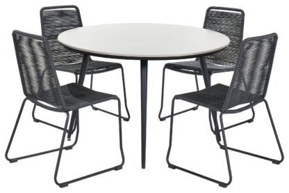 An Image of Pacific Pang 4 Seater Metal Patio Set - Black