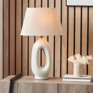 An Image of Laila Natural Organic Tall Ceramic Table Lamp Cream