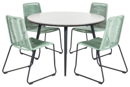 An Image of Pacific Pang 4 Seater Metal Patio Set - Green