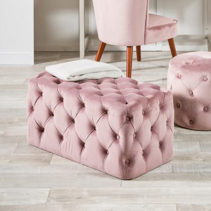 An Image of Seraphina Velvet Buttoned Ottoman Dove (Grey)