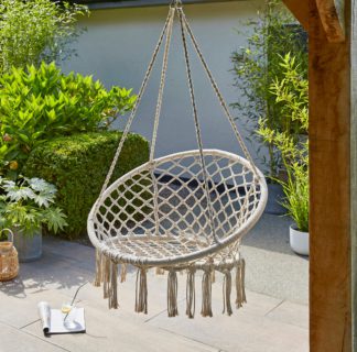 An Image of Macrame Swing Chair White