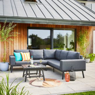 An Image of Charcoal Outdoor Fabric Corner Sofa Set Grey